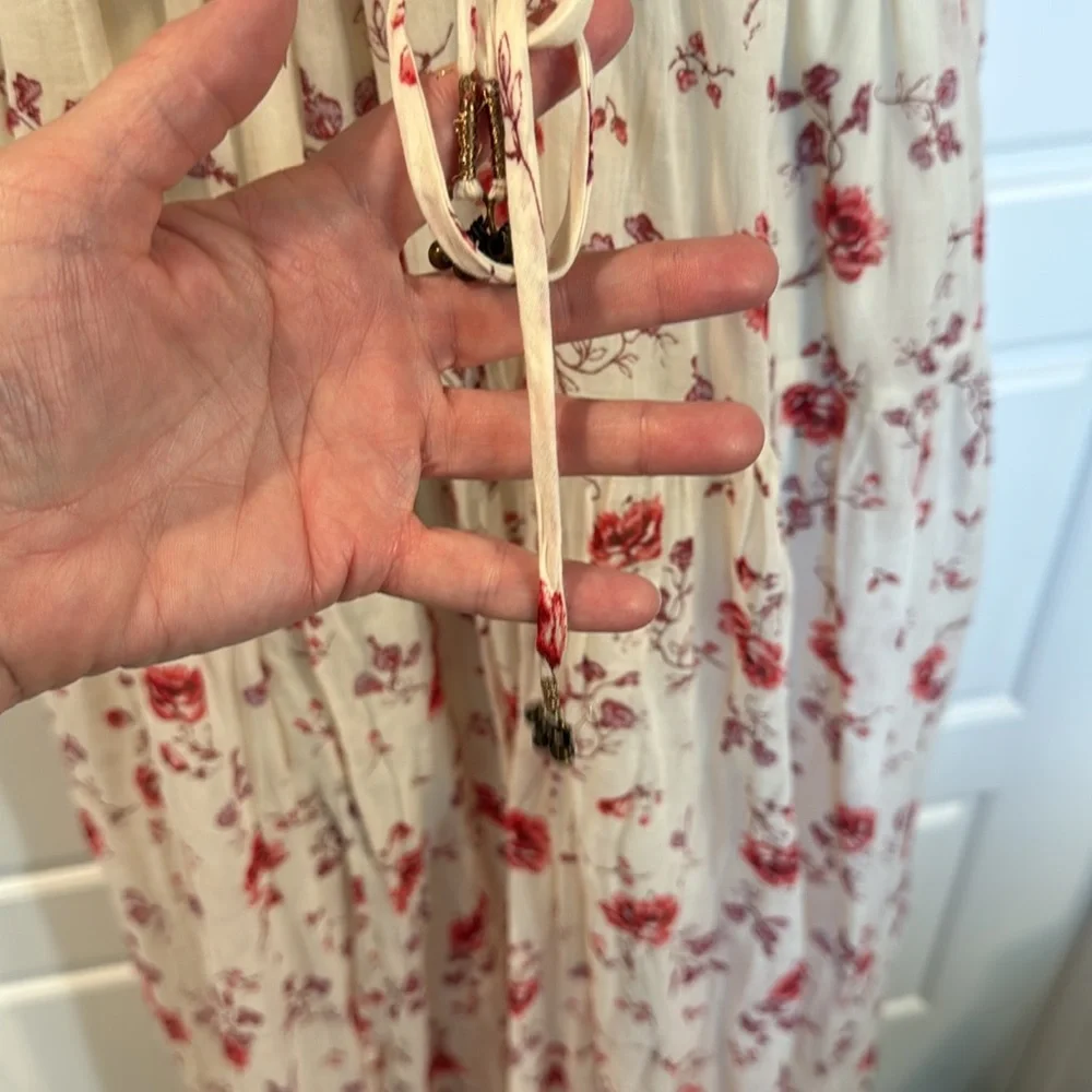 Free People Lysette Maxi Dress Floral Summer V neckline Dress large - Picture 8 of 15